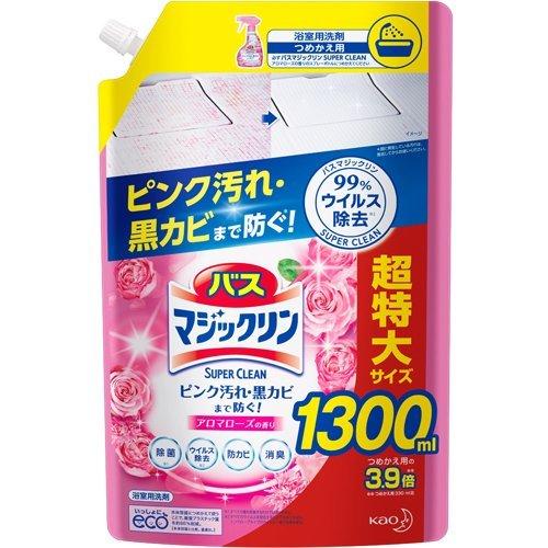 バスマジックリン お風呂用洗剤 スーパークリーン アロマローズ 詰め替え スパウト大 1300ml バスマジックリン 爽快ドラッグ 通販 Yahoo ショッピング