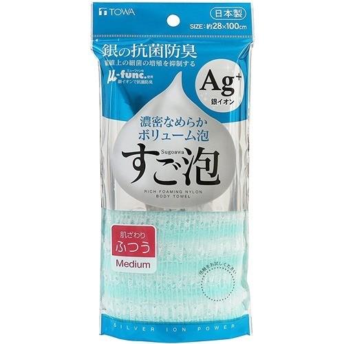 ボディタオル すご泡 銀 抗菌 ふつう ブルー ( 1枚入 )/ : 爽快
