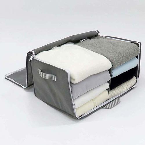 衣類用 出し入れ簡単 がばっと収納袋2 グレー Mサイズ 約48*32*24cm