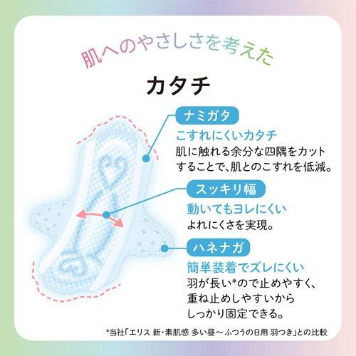 エリス 素肌のきもち ルナフィット 超スリム 多い昼用 羽つき 23cm