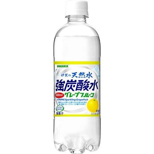 サンガリア 伊賀の天然水 強炭酸水 グレープフルーツ ( 500ml*24本入 )/ サンガリア 天然水炭酸水｜soukai