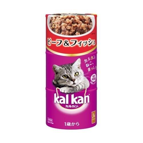 カルカン ハンディ缶 ビーフ＆フィッシュ 1歳から ( 160g*3缶 )/ カルカン(kal kan) ( キャットフード )｜soukai