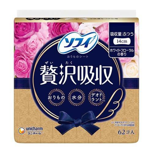 ソフィ Kiyora 贅沢吸収 ホワイトフローラル ふつう用 14cm ( 62枚入
