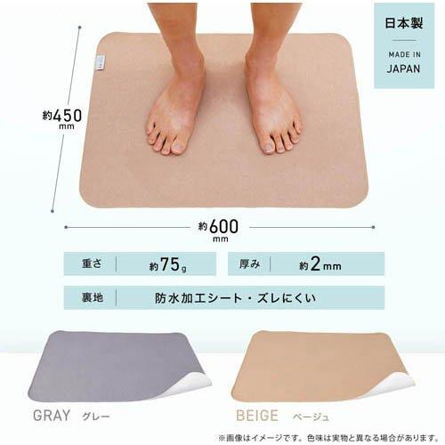笑激 SHOCK 超薄 バスマット さらさら ベージュ 防水加工シート ( 1枚