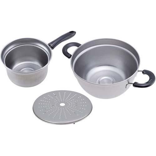 燕三 IH対応ふきこぼれにくい片手鍋 16cm＆両手鍋 23cm 目皿付 EM-011