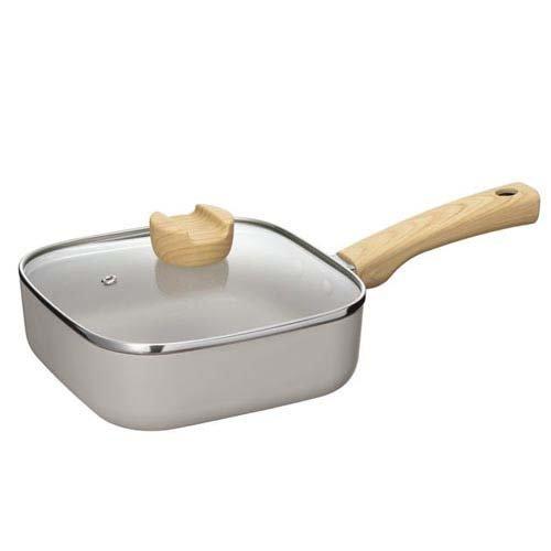 ホペア ガラス蓋付マーブルスクエアパン IH対応 18cm MB-2711 ( 1