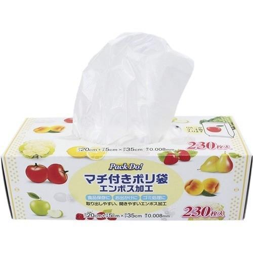 326    ＊エンボス加工平袋 日本技研工業 Pack Do! マチ付きポリ袋 エンボス加工 巾25*長35cm 厚