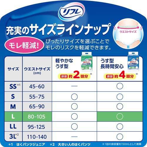 リフレ はくパンツ うす型 長時間安心 L【リブドゥ】 ( 28枚入 )/ 大人