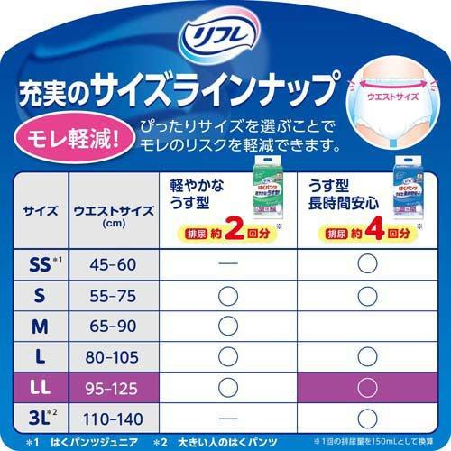 リフレ はくパンツ うす型 長時間安心 LL【リブドゥ】 ( 24枚入