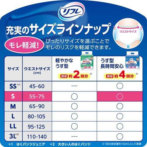 リフレ はくパンツ うす型 長時間安心 S ( 34枚入*3袋セット )/ 大人用