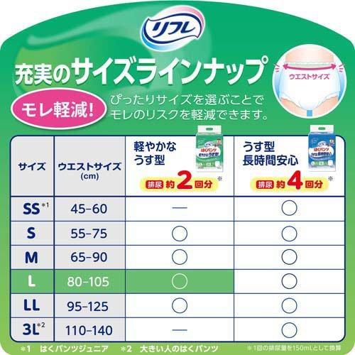 リフレ はくパンツ 軽やかなうす型 L【リブドゥ】 ( 30枚入 )/ 大人用