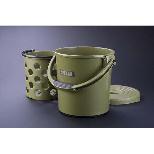 おひつ 蓋付き 中型　お盆付き スプラッシュ10 モスグリーン 蓋付きバケツ ( 1個 )/ イノマタ化学