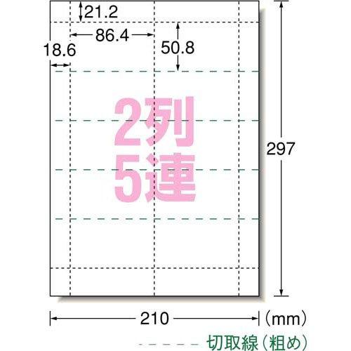 エーワン 手作り チケット ミシン目 2列5連 連続 51468 ( 20シート