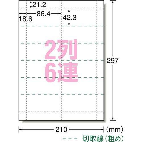 エーワン 手作り チケット ミシン目 2列6連 連続 51469 ( 20シート