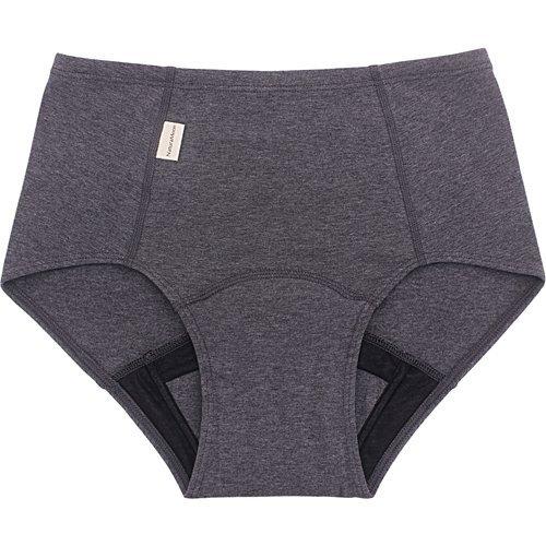 ナチュラムーン オーガニックコットン 吸水ショーツ チャコールグレー L〜LL(2枚セット)[生理用ショーツ パンティタイプ] ナチュラムーン オーガニックコットン 吸水ショーツ チャコールグレー