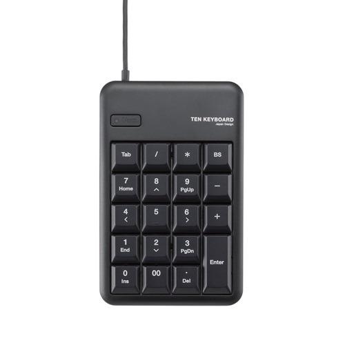 エレコム テンキー 有線 USBハブ付き Mサイズ メンブレン ブラック TK