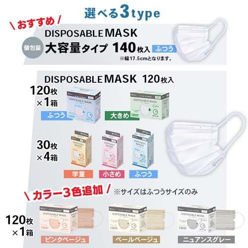 アイリスオーヤマ プリーツマスク ピンクベージュ ( 120枚入 ) : 爽快