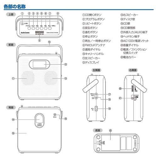 AudioComm ステレオCDラジオ AM／FMステレオ ブルー ( 1台 )/ OHM｜soukai｜04