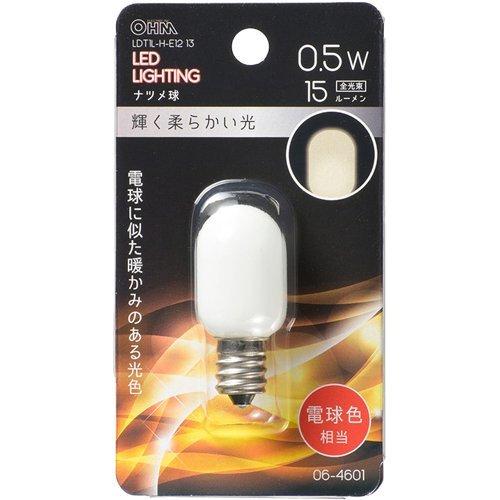 LED電球 ナツメ球形 E12／0.5W 電球色 LDT1L-H-E12／13 ( 1個 )/ OHM｜soukai