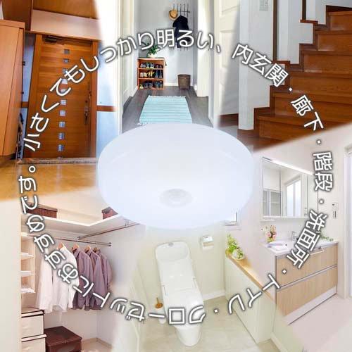 LEDミニシーリングライト 人感センサー 60形 820ルーメン 昼光色 ( 1個