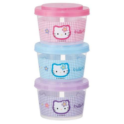 デザート フードコンテナ 丸型 保存容器 3個セット ハローキティ