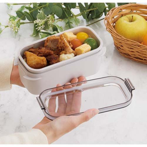 ランチボックス パッキン一体 1段・2段兼用 800ml ホワイト PALB8 ( 1