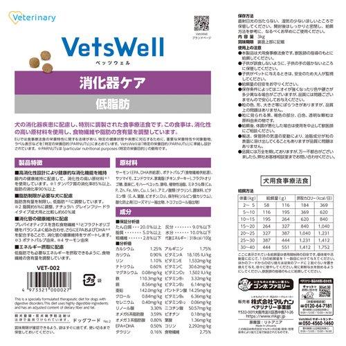 ベッツウェル 犬用食事療法食 消化器ケア 低脂肪 ( 3kg )/ : 爽快