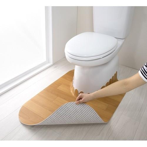 吸着拭けるフロアトイレマット ウッドロング ベージュ KV-17 ( 1枚