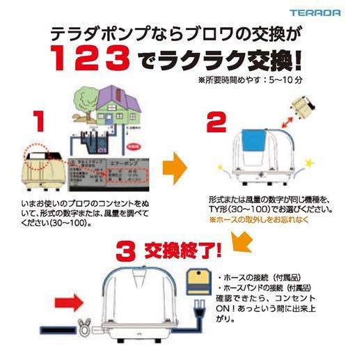 寺田 ブロワポンプ 浄化槽用電磁式エアーポンプ 低騒音 アース工事不要 TY-60 35W ( 1台 )/ 寺田の画像
