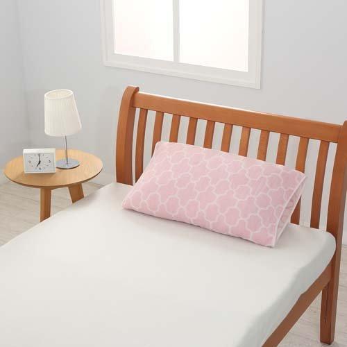 西川 のびのびタオルピローケース 北欧柄リーフ 着脱楽々！ ピンク