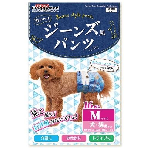 犬用　ジーンズパンツ 16枚×8袋＋おまけ7枚 ドギーマン ジーンズ風パンツ M ( 16枚入 )/ ドギーマン(Doggy Man
