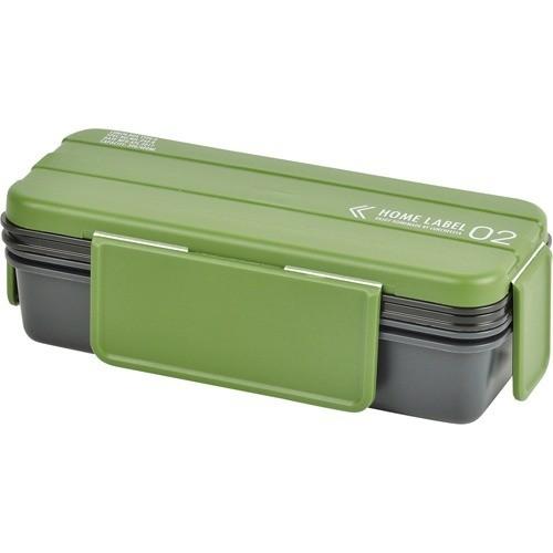 ホームレーベル02 メンズランチボックス2段 カーキグリーン D-438 ( 1