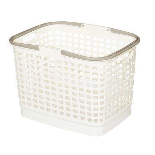 腰らくバスケット ホワイト グレー 洗濯かご 脚付き 折りたたみ ( 1個