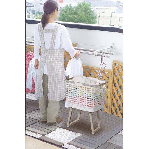 腰らくバスケット ホワイト グレー 洗濯かご 脚付き 折りたたみ ( 1個