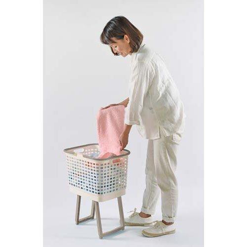 腰らくバスケット ホワイト グレー 洗濯かご 脚付き 折りたたみ ( 1個
