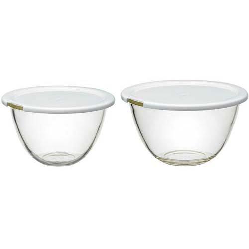 ハリオ レンジフタ付き耐熱ガラス製ボウルセット MXPF-3506-W ( 1