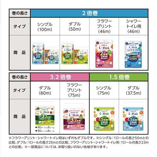 エリエール i：na(イーナ) トイレット ダブル 3.2倍巻 ( 8ロール入*2袋 
