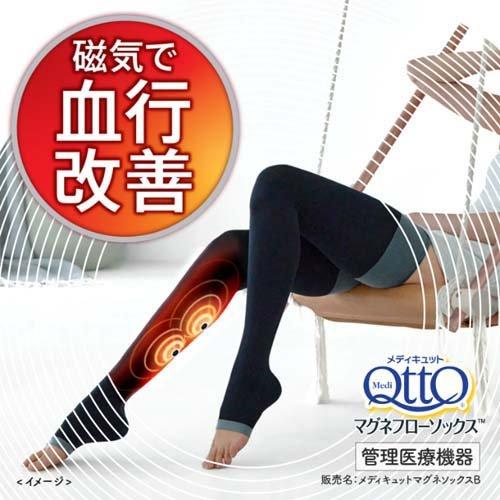 磁気で血行改善 メディキュット マグネフローソックス ロング ブラック
