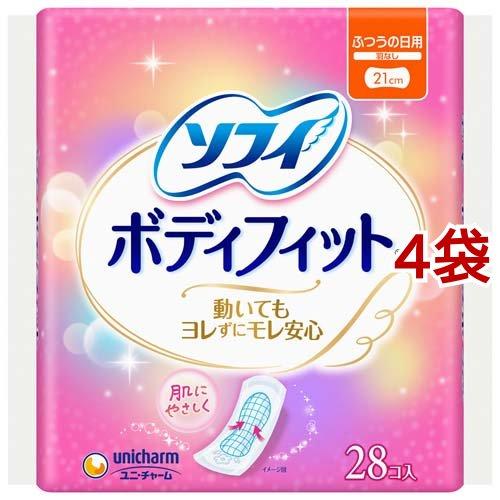 ソフィ ボディフィット ふつうの日用 羽なし ( 28枚入*4袋セット