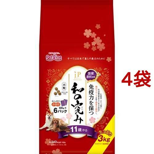【訳あり】 CANIN 流動食 4本パック＋3本 JPスタイル 和の究み 小粒 11歳から ( 3kg*4袋セット )/ ジェーピー