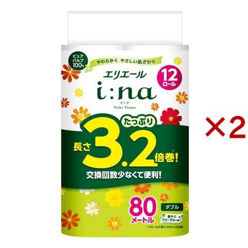 エリエール i：naトイレット ダブル 3.2倍巻 ( 12ロール×2セット 