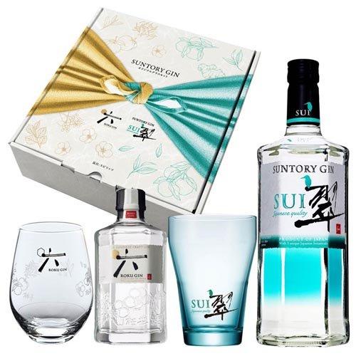 SUNTORY SUI 翠ジン ６本セット 専用ポンプ付 サントリー ジン 翠＆ROKU(六)セット グラス付 ( 700ml+200ml×6セット