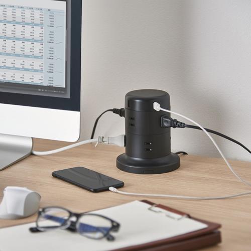 エレコム 電源タップ 8個口 2m 雷サージ ほこり防止 USBポート付 ブラック ECT-0620BK ( 10セット )/ エレコム(ELECOM)の画像