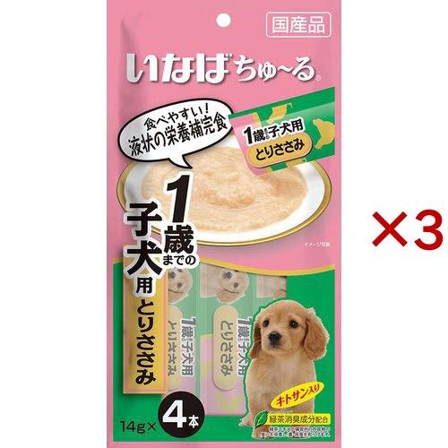 いなば 犬用ちゅ〜る 1歳までの子犬用 とりささみ ( 4本入×3セット(1本