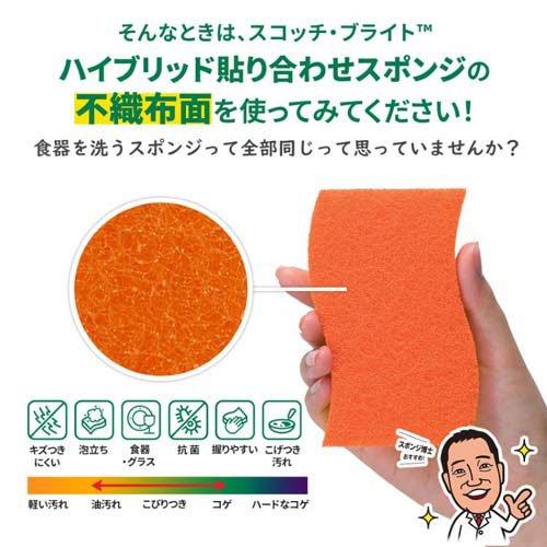 3M キズつけない キッチン スポンジ オレンジ スコッチブライト HB-21KE-H ( 120個セット )/ スコッチブライト(Scotch Brite)の画像