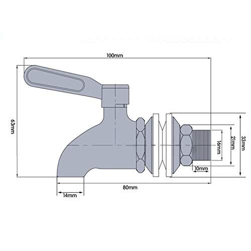 Kinnor ステンレス蛇口 16mm 瓶蛇口 樽用 酒樽用 焼酎サーバー用 イグルー ジャグ用 ビールサーバー用 ウォータージャグ用 コック 注ぐ交換蛇口 ステンレス素材｜soukaido88｜05