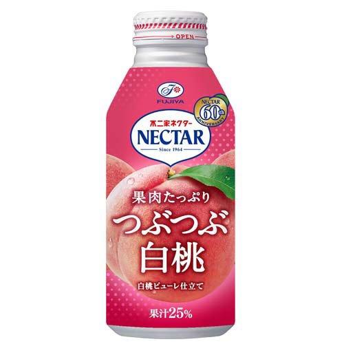 不二家 ネクター 果肉たっぷりつぶつぶ白桃 ボトル缶 ( 380g×24本入