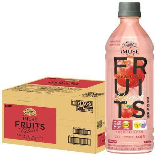 イミュ　ミルク　本体+詰替え用付き キリン イミューズ フルーツリフレッシュ アップルミックス ( 500ml×24