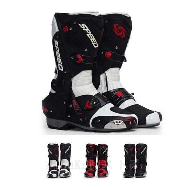最安 バイク用靴 ブーツ メンズ オフロード レーシングブーツ バイク用 保護 ガード プロテクター 安全靴 格好いい シューズ 黒赤白色 楽天 Bajawinescabo Com