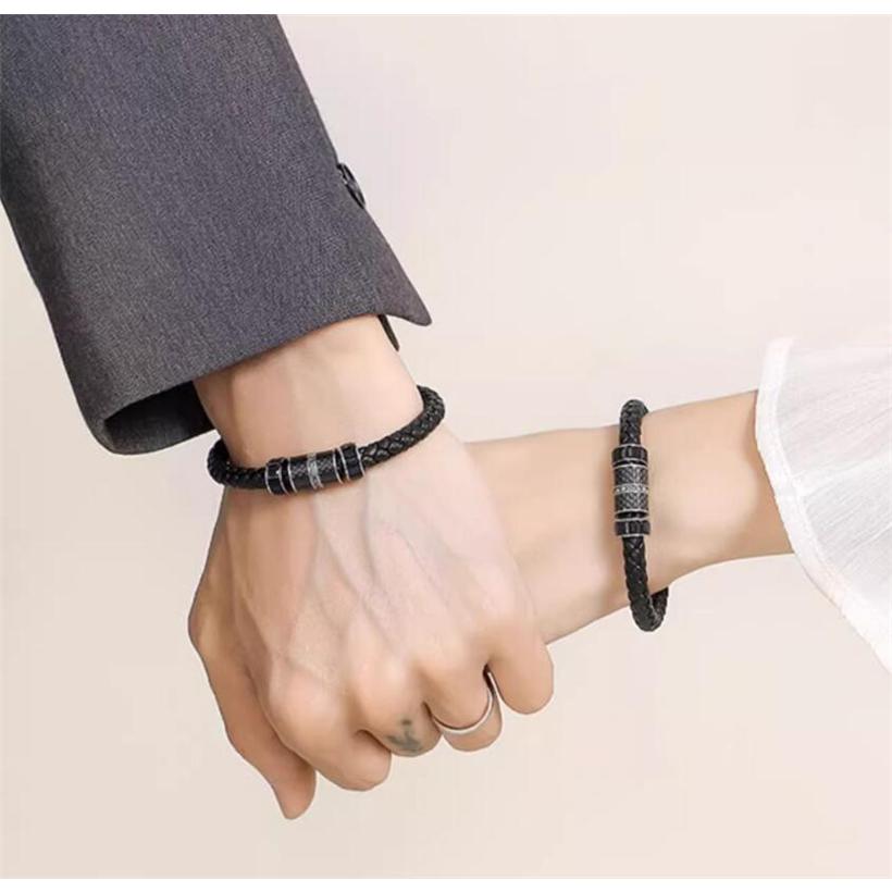 Mainstream.K】編込み 皮ひも レザー 革紐 ビーズ 腕 バングル 16cm